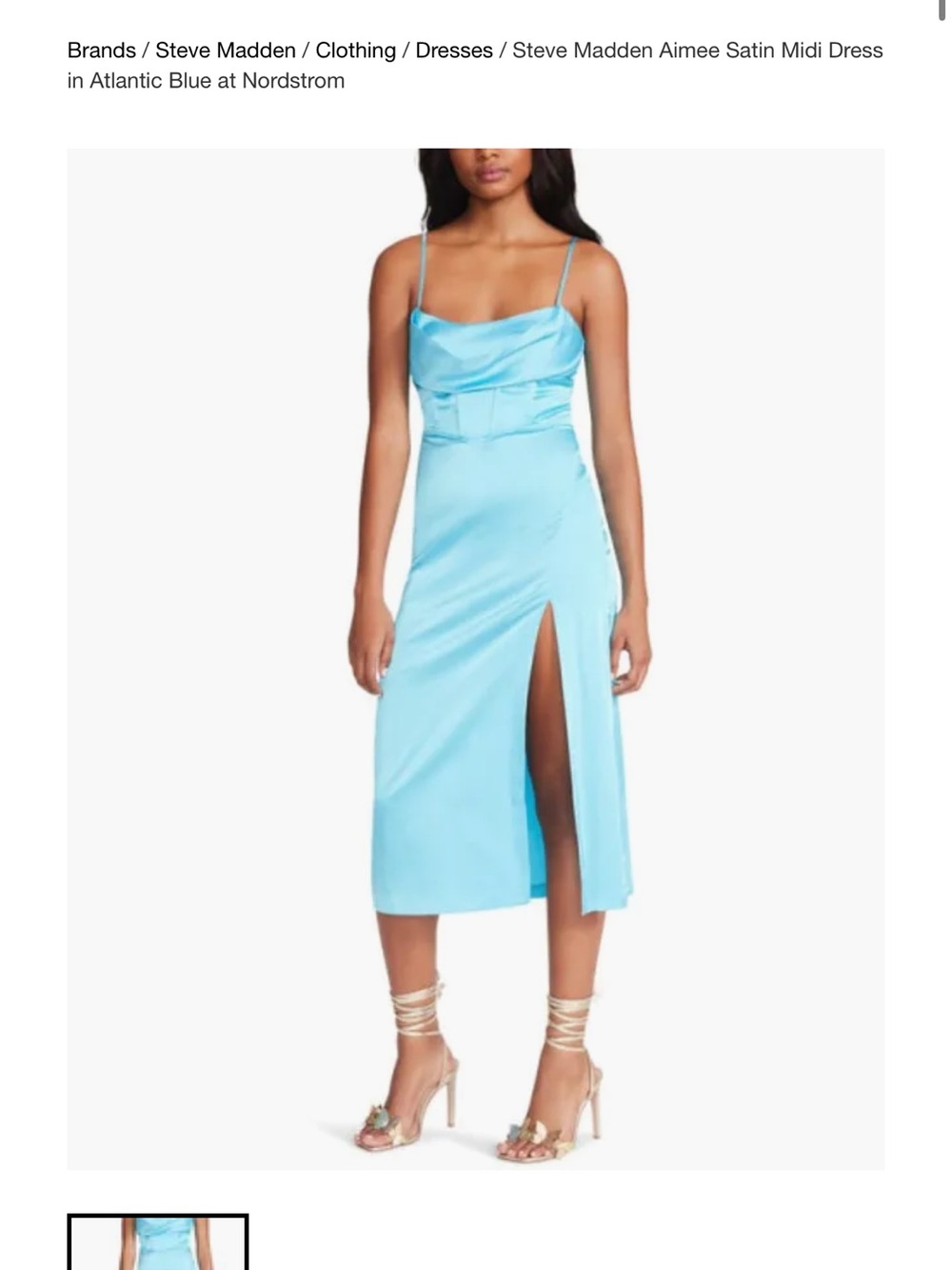 Steve Madden Satin Midi Dress in Atlantic Blue